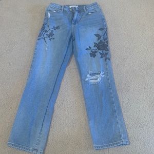 Flower print mom jeans